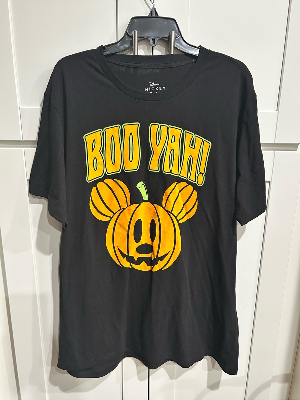 Disney Black Tee with Yellow-Orange Pumpkin Mickey Graphic